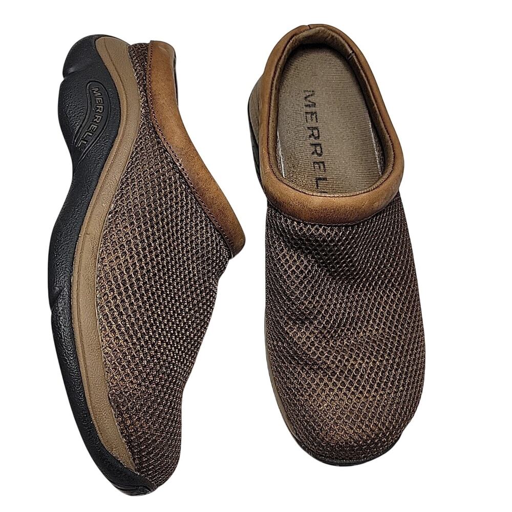 MERRELL ENCORE BREEZE Women 8 Shoes brown Mule Clog Loafer EU 38.5 Mesh Comfort